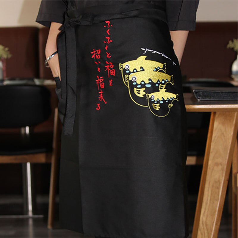 Kokken work&wear uniform madlavning bage forklæder grime broderi blomme blomst seafood hagesmæk køkken restaurant anti-olie forklæde: Farve 3