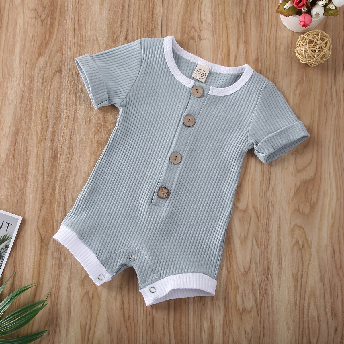 Baby Baby Jongens Meisjes Kleding Korte Mouw Gebreide Romper Jumpsuit Outfit Kids Zomer Katoenen Rompertjes 0-18M