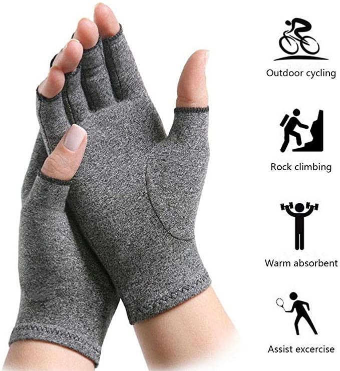 Kompression gigt handsker til kvinder mænd fingerløse ledsmerter lindring halvfinger seler terapi håndledsstøtte anti-slip handsker