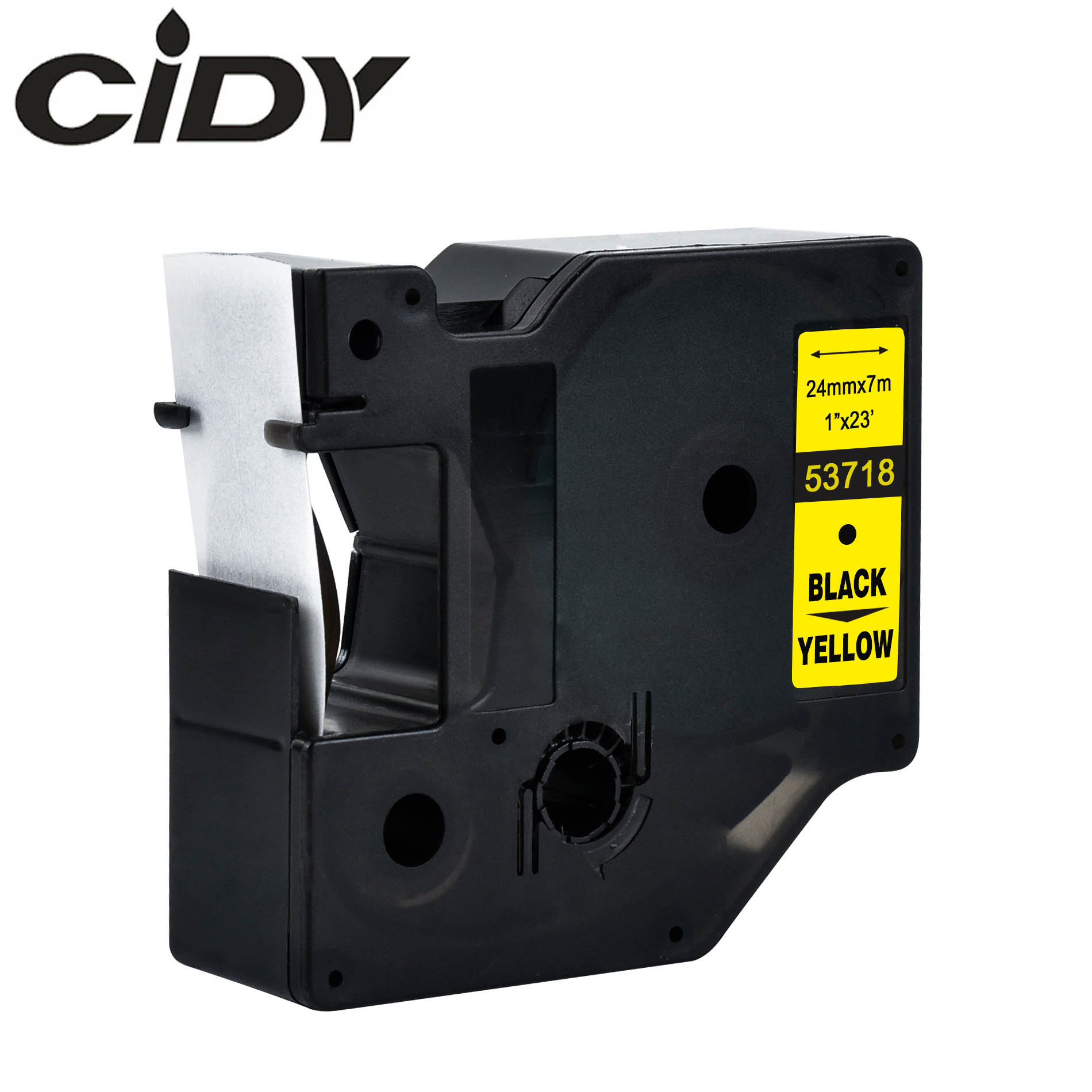 CIDY 1pcs 53713 53718 53710 Compatible 24MM black on white Dymo D1 Label Ribbons for Dymo Label Manager LM160 LM280 210 Dymo PNP: black on yellow