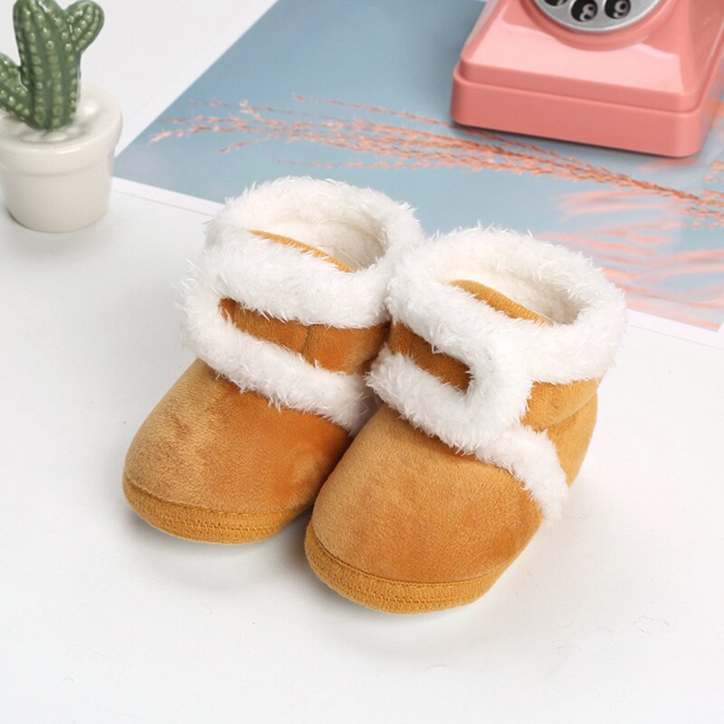 Zapatos cálidos de invierno para bebés, suéteres tejidos, botas, botín, cuna para niña, zapato para niño pequeño de 0 a 1 año: coffee / 14