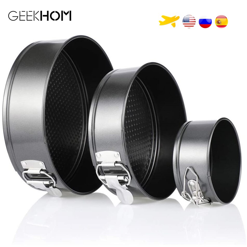Geekhom Cake Pan Tin Ronde Bakken Tin Met Flat Base Ronde Cake Tin Bakvorm Set Van 3 10/18/22 Cm Cake Bakken Tin Bakvormen: Default Title