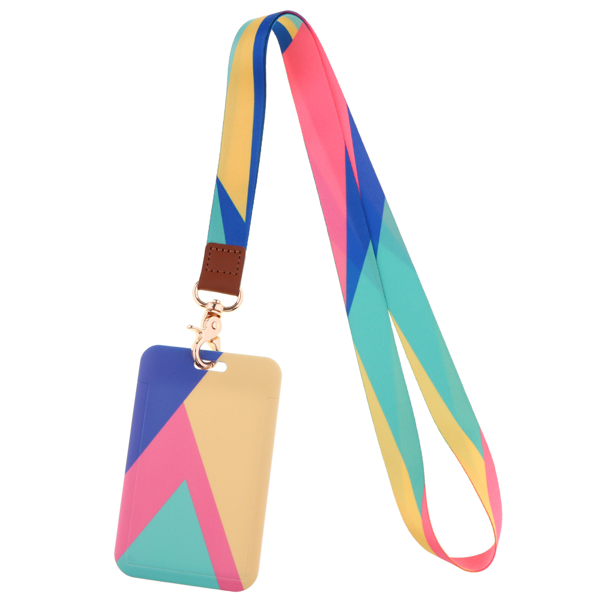 Ransitute R2809 DIY patrón minimalista Patchwork titular de la tarjeta de identificación titular de la tarjeta de autobús cordón de la tarjeta del personal para llaves teléfono DIY cuerda para colgar