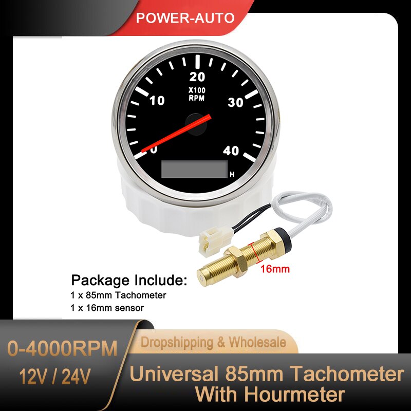 3K-8K PRM Meter + M16 Drehzahlmesser Sensor 85MM Benzin Diesel Motor Tacho Mit LCD Betriebsstundenzähler für Marine Boot Motorrad 4