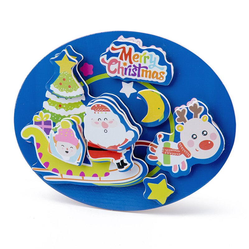 sterben Neue 3D Kreative Magie Stock Holz Puzzle freundlicher Spaß FrüHenne Bildung Lernen Kognitive Holz Spielzeug: 10-Santa Claus