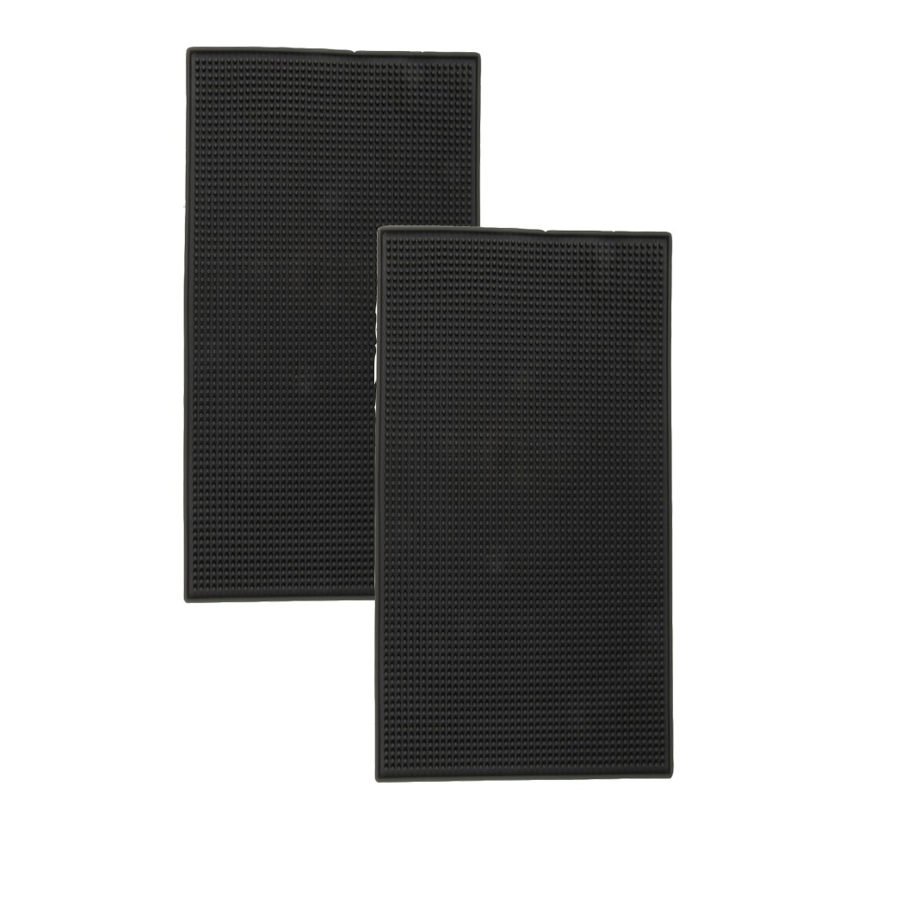 2pcs Black Rubber Beer Bar Runner Spill Mat For Home Pub Cafe Party 30x15cm