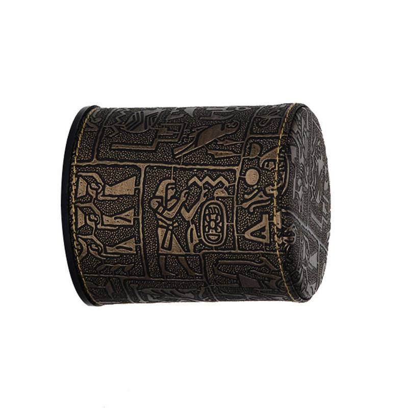 Leather Dice Cup Egyptian Pattern Leather Straight Dice Cup For Drinking Party Dice Game KTV Bar