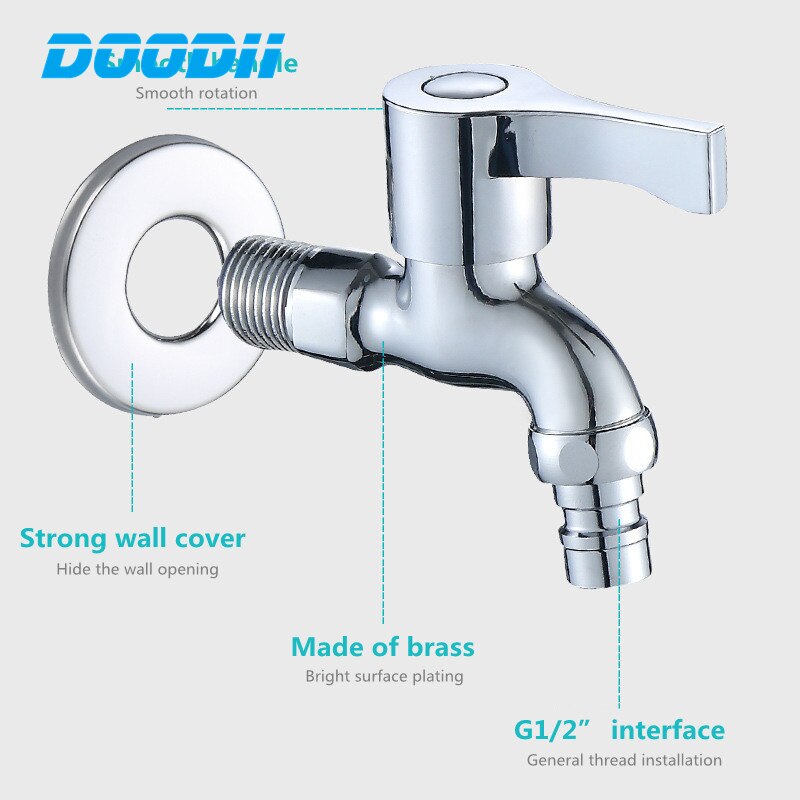 Modern Household Brass single cold tap Outdoor Faucet Garden Wall Bibcock Tap Bathroom Washing Machine mop taps DODI