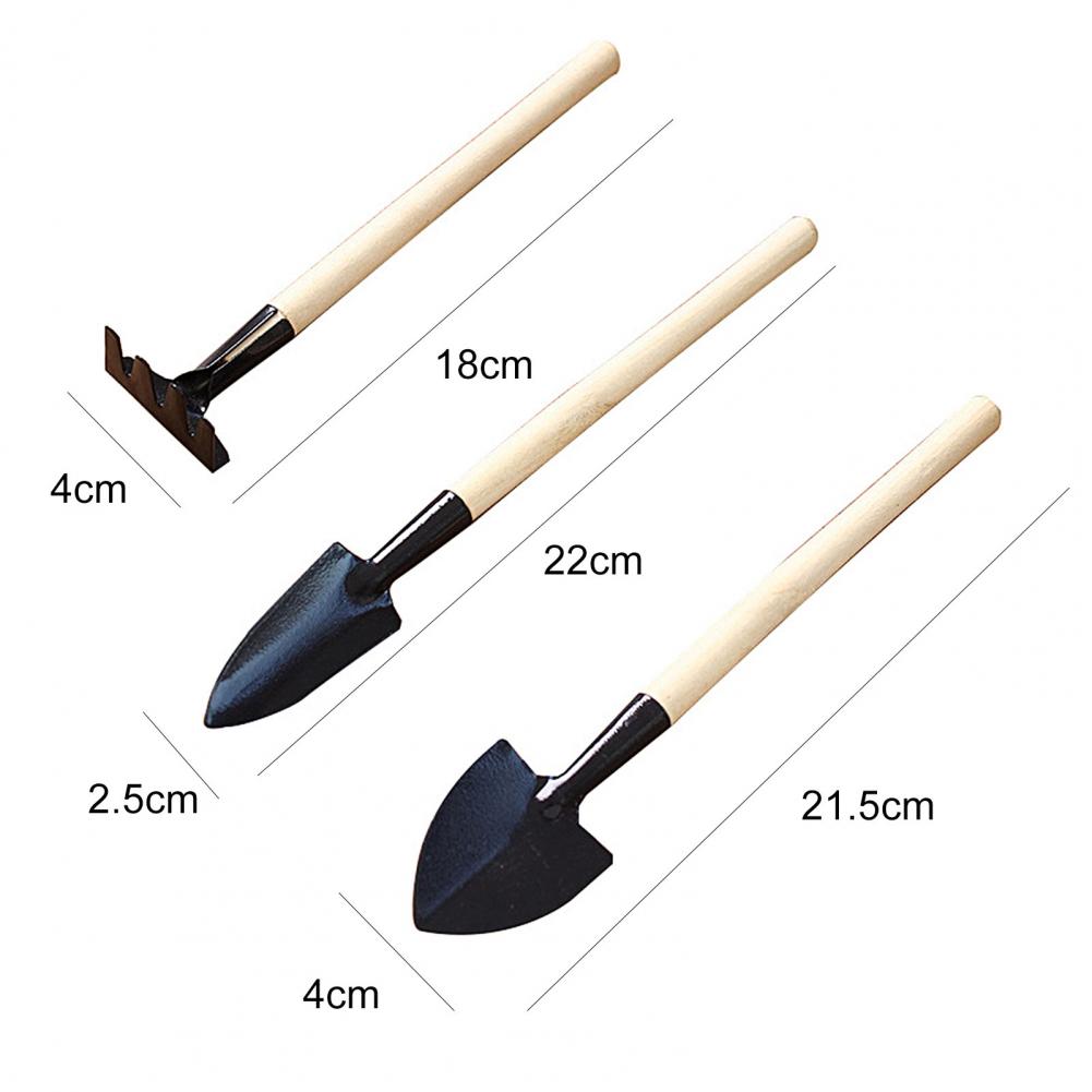 3Pcs/Set Mini Spade Shovel Harrow Wooden Handle Loosening Soil Tools for Pot Plants