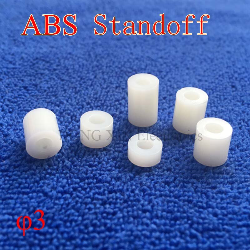 Separador plástico M3 ABS redondo, espaciador de nailon blanco sin rosca, arandela hueca redonda