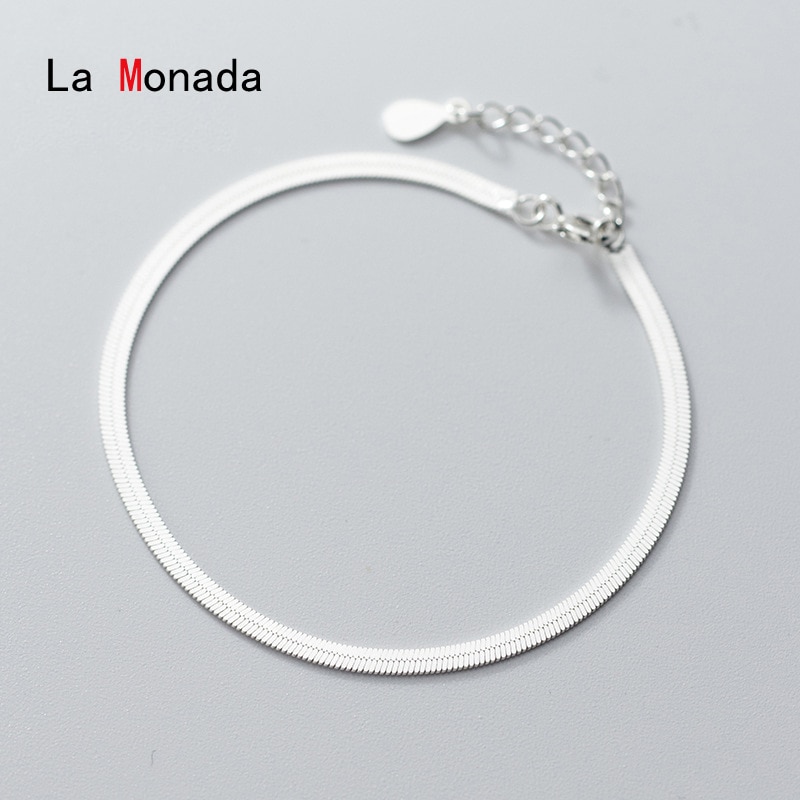 La Monada Minimalistischen 925 Sterling Silber Schlange Kette Armbänder Für Frauen Silber 925 Zubehör Feine Schmuck Einfache