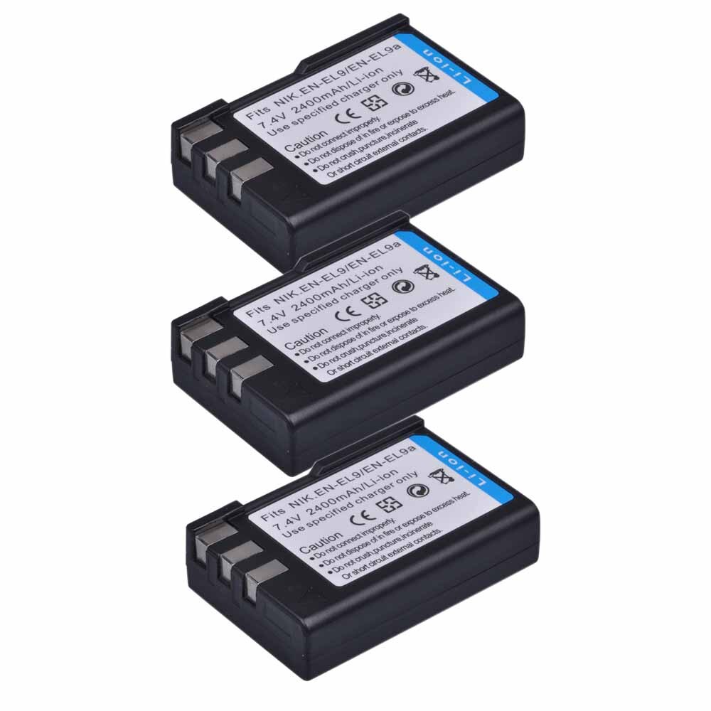 Batterie pour appareil photo numérique Nikon, 2400mAh, 1 pièce, pour modèles D40, D60, D40X, D5000, D3000: 3x battery