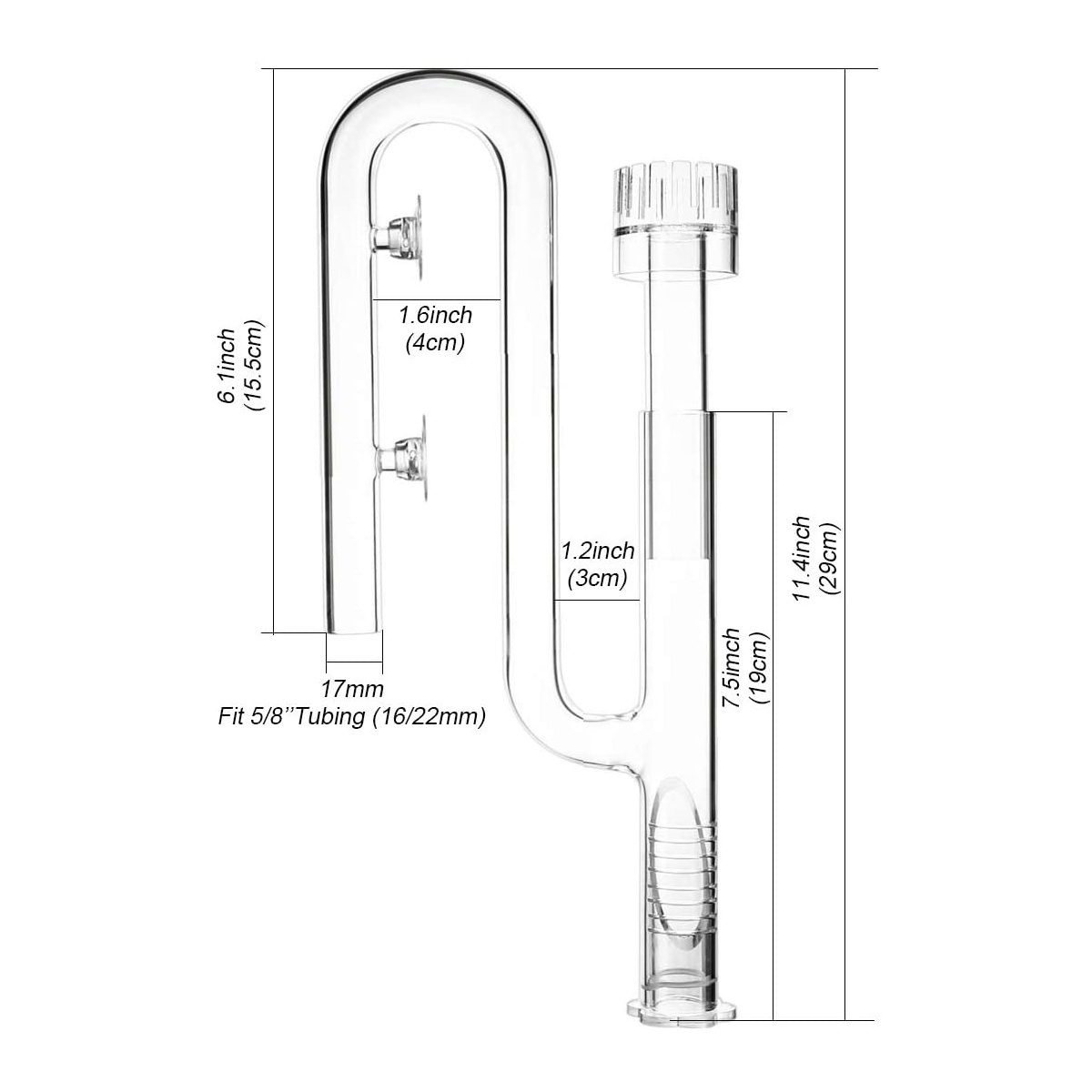 Aquarium Filterpijp - 13mm/17mm - Glazen Lily Pipe Oppervlakteskimmer Inlaat - voor Aquatisch Filtersysteem: 17 Skimmer
