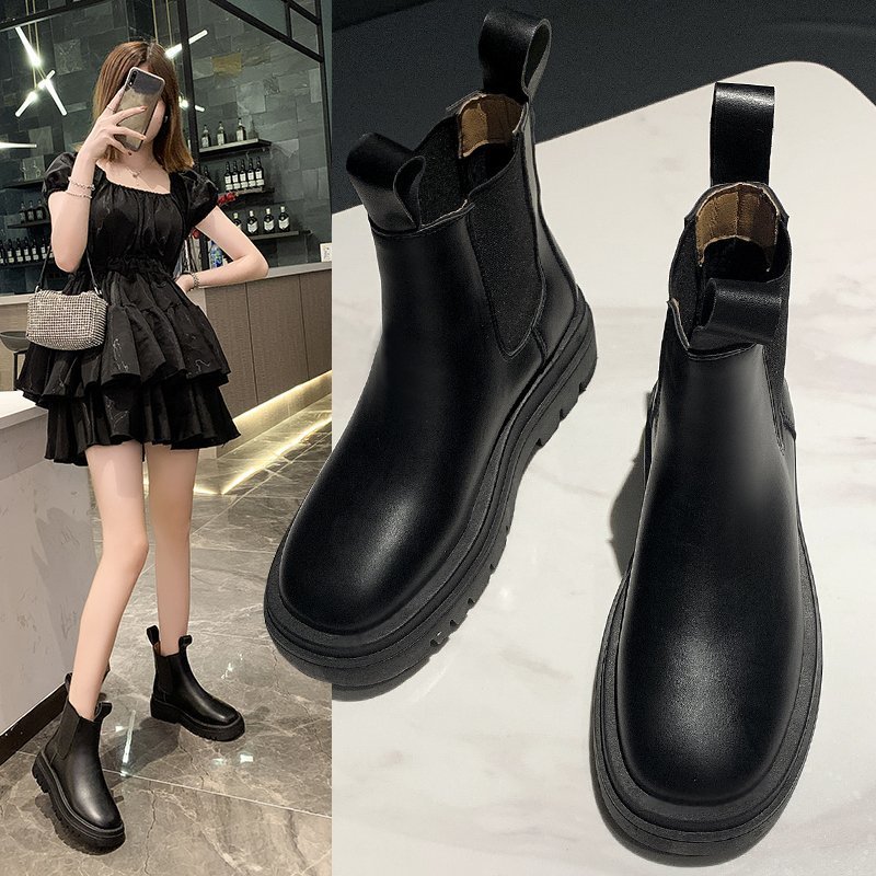 Damesko korte damestøvler chelsea platformstøvler bottine femme kort bootie slip-on udvendig sko botas mujer