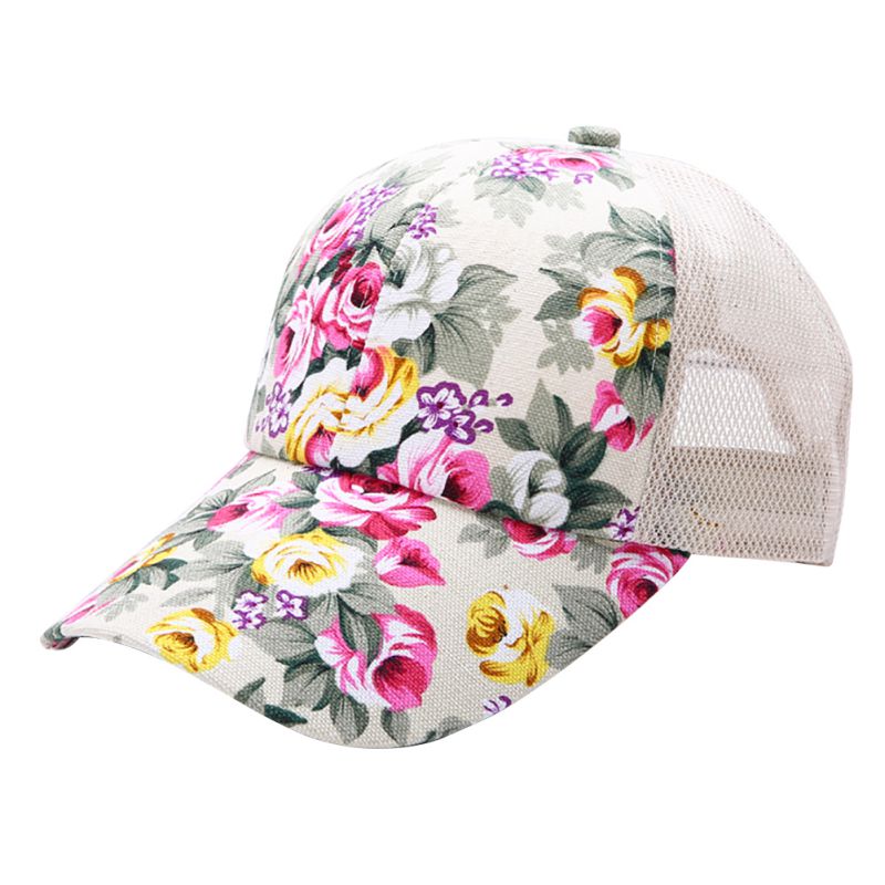 Mujer Floral sombrero gorra de béisbol de malla gorra de primavera y de ocio de verano visera de sol sombreros de sol Snapback gorras: M