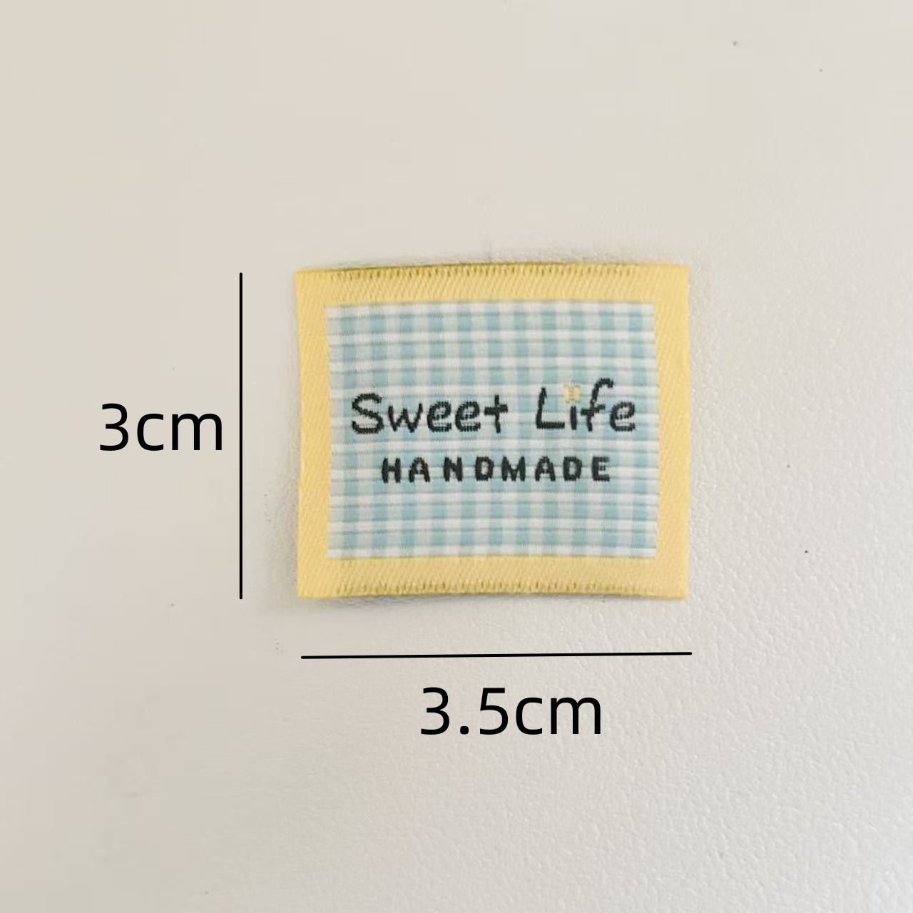 Handgemaakte stoffen labels – geruite en stippen geborduurde patches voor kleding, tassen, sokken, doe-het-zelf naailabels, klaar voor: NICKEL