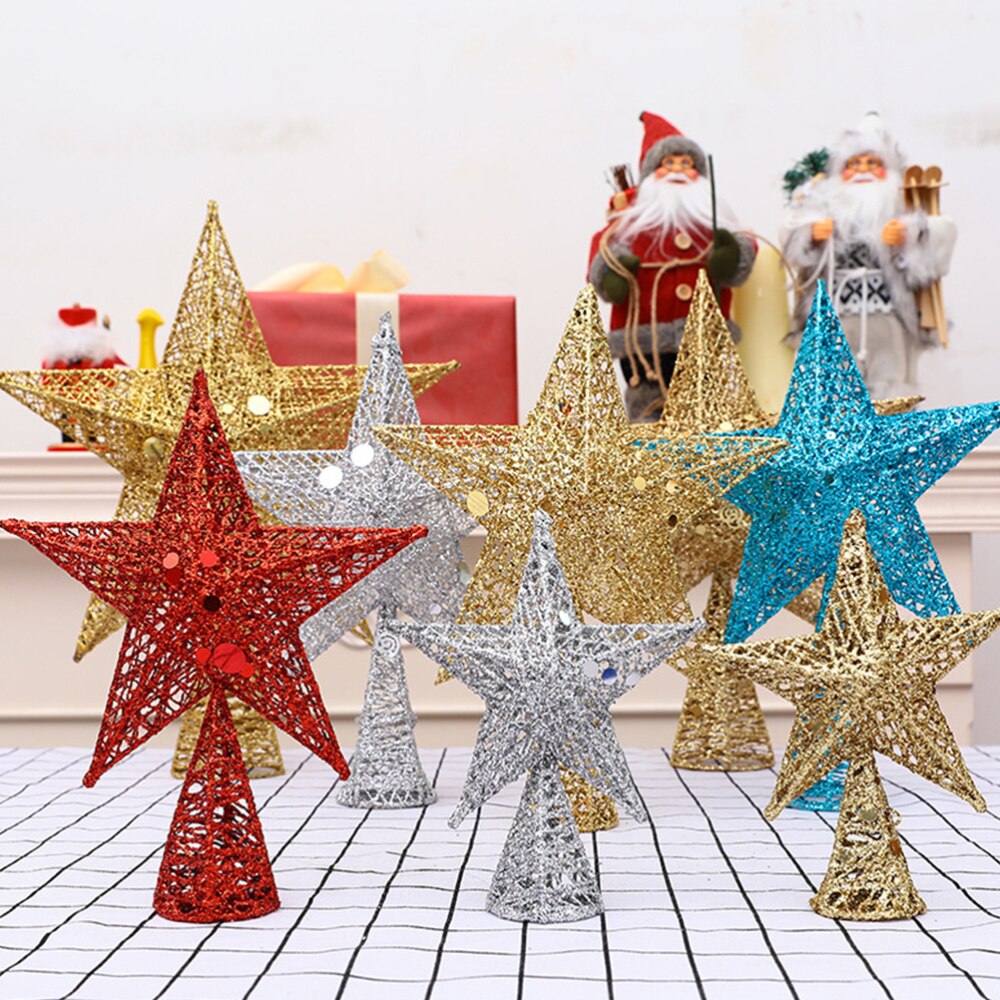 2 Stuks Kerst Aantrekkelijke Creatieve Unieke Party Prop Iron Art Ornament Boom Top Ster Voor Thuis Hotel: Default Title