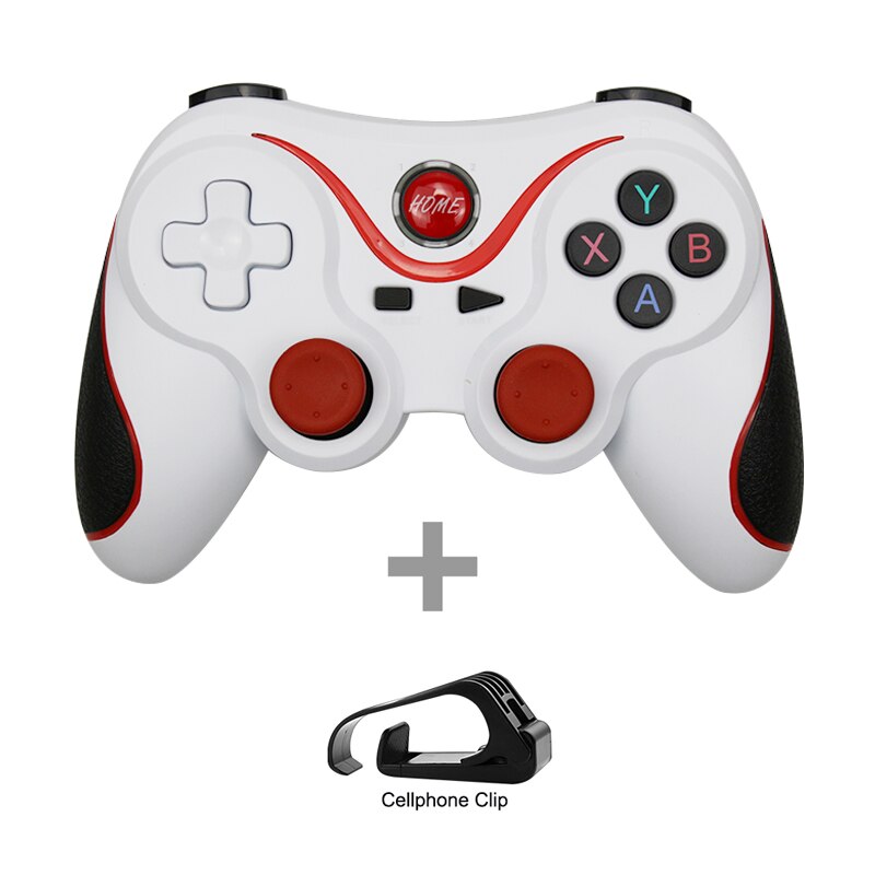 T3 X3 Gamepad inalámbrico Bluetooth para IOS Android teléfono móvil inalámbrico de la palanca de juego manejar para tableta TV caja titular: White with Bracket