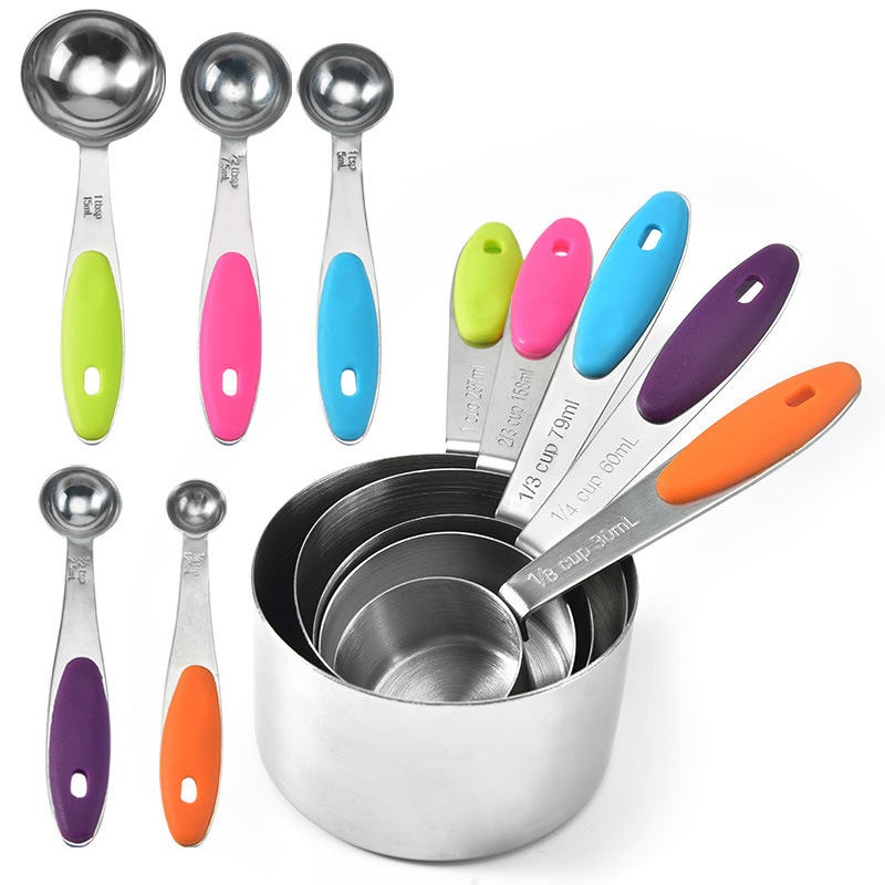Stainless Steel Measuring Cup Measuring Spoon Set Baking Tool with Engraved Measuring Spoon Measuring Cup 10 Piece Kit: Measuring tool 10pcs