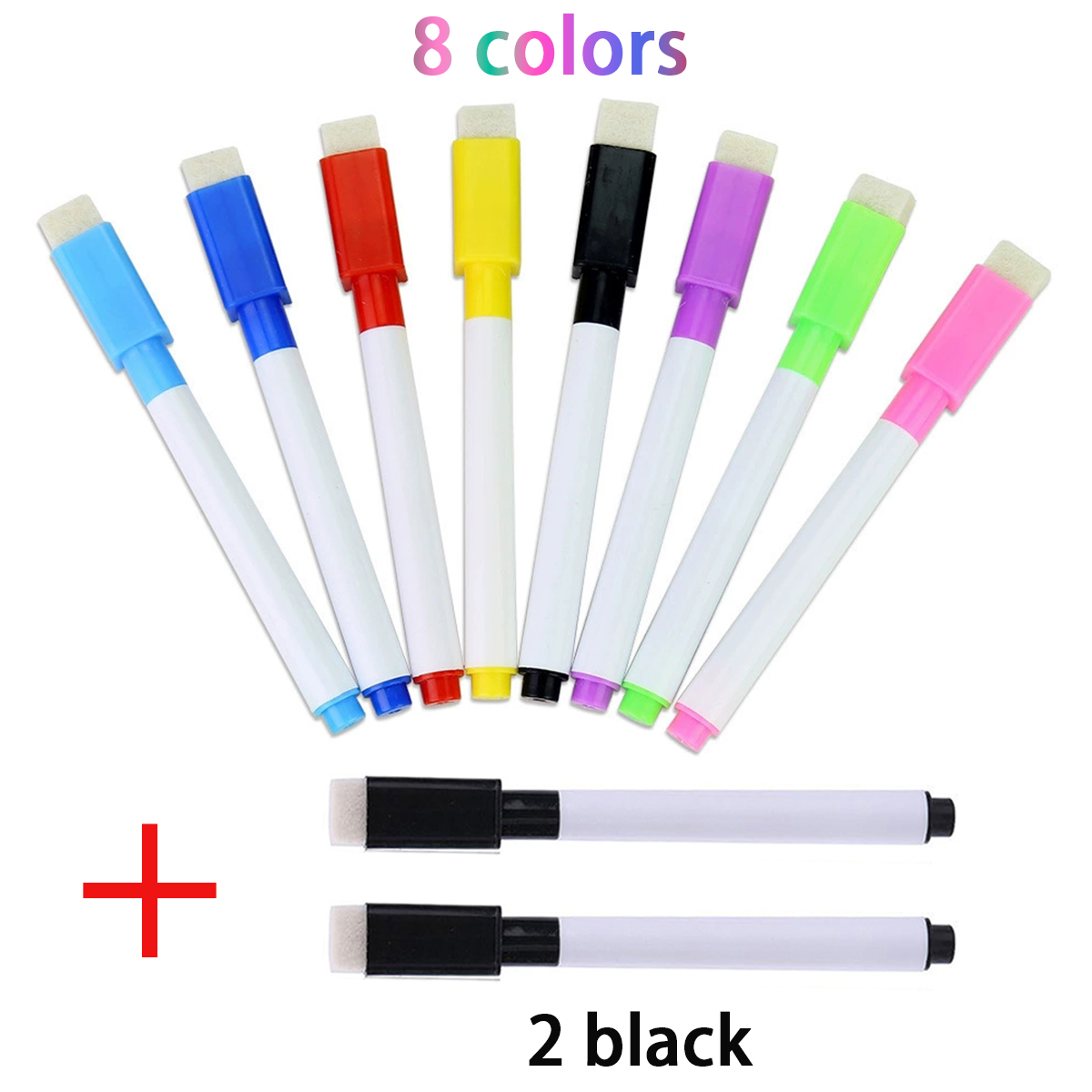 10 stuks magnetische whiteboard pen zwart/kleur wit bord markers ingebouwde gum school kantoor graffiti tekenpen benodigdheden: Blauw