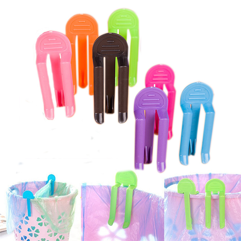 Basforsyning 6 stk/parti fargerik plast søppelpose klips fast avfallsbeholder bag stativ søppelholder søppelbøtte klemme kjøkken dingser