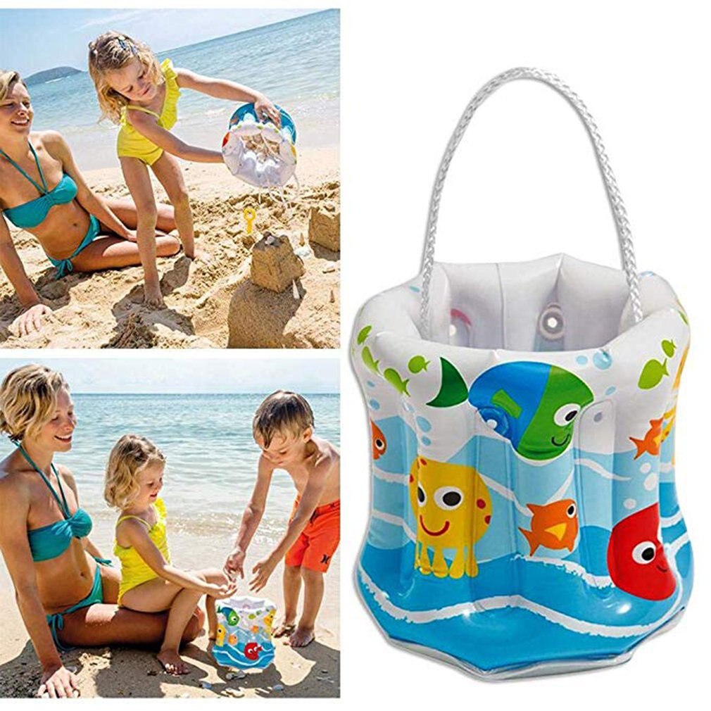 Inflatable Small Bucket Children Inflatable Small Ice Bucket Folding Portable Transparent Hard Bottom Portable Bucket