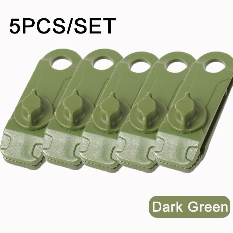 7 kolorów wielofunkcyjny przenośny namiot kemping baldachim wiązanie plandeki z śruba motylkowa markizy zaciski liny płachta kempingowa klipy: DarkGreen-2