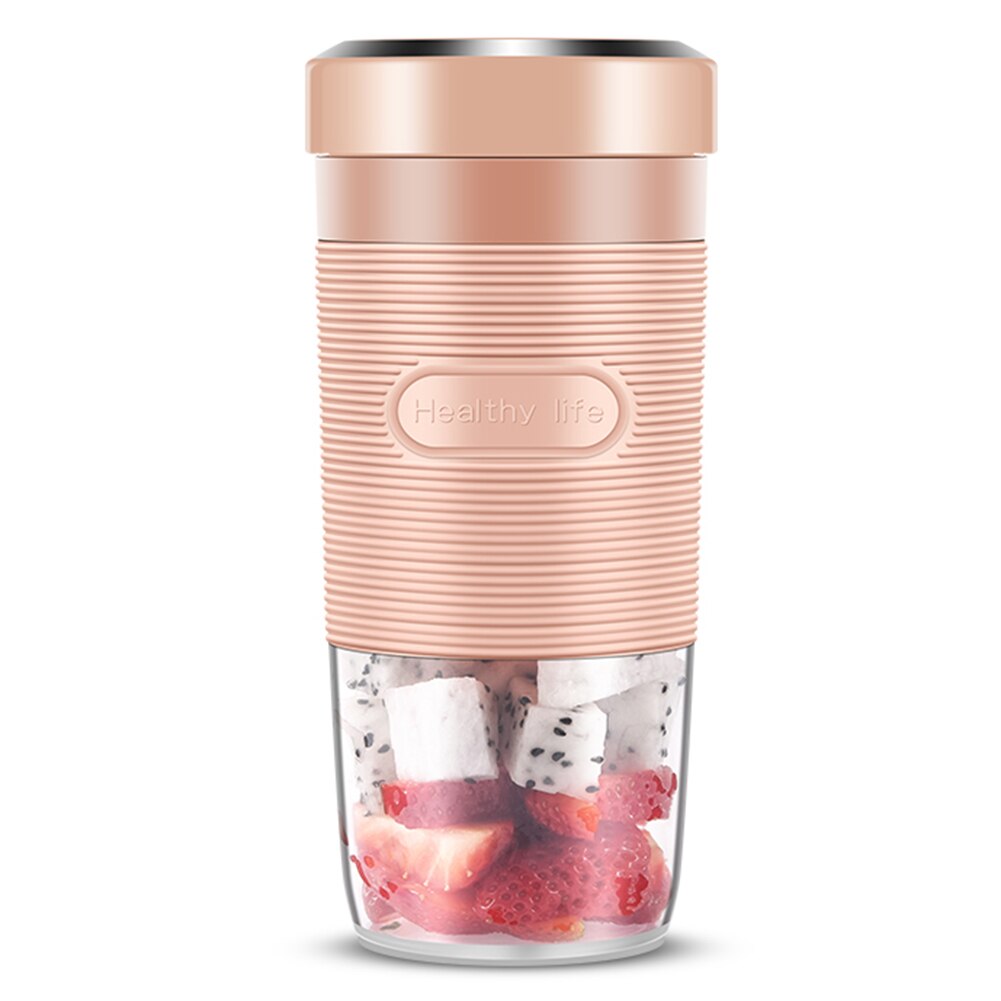 300ml Portable Electric Fruit Juicer Home USB Rechargeable Smoothie Maker Blender Mini Food Processor Juice Maker Juice Cup: Pink