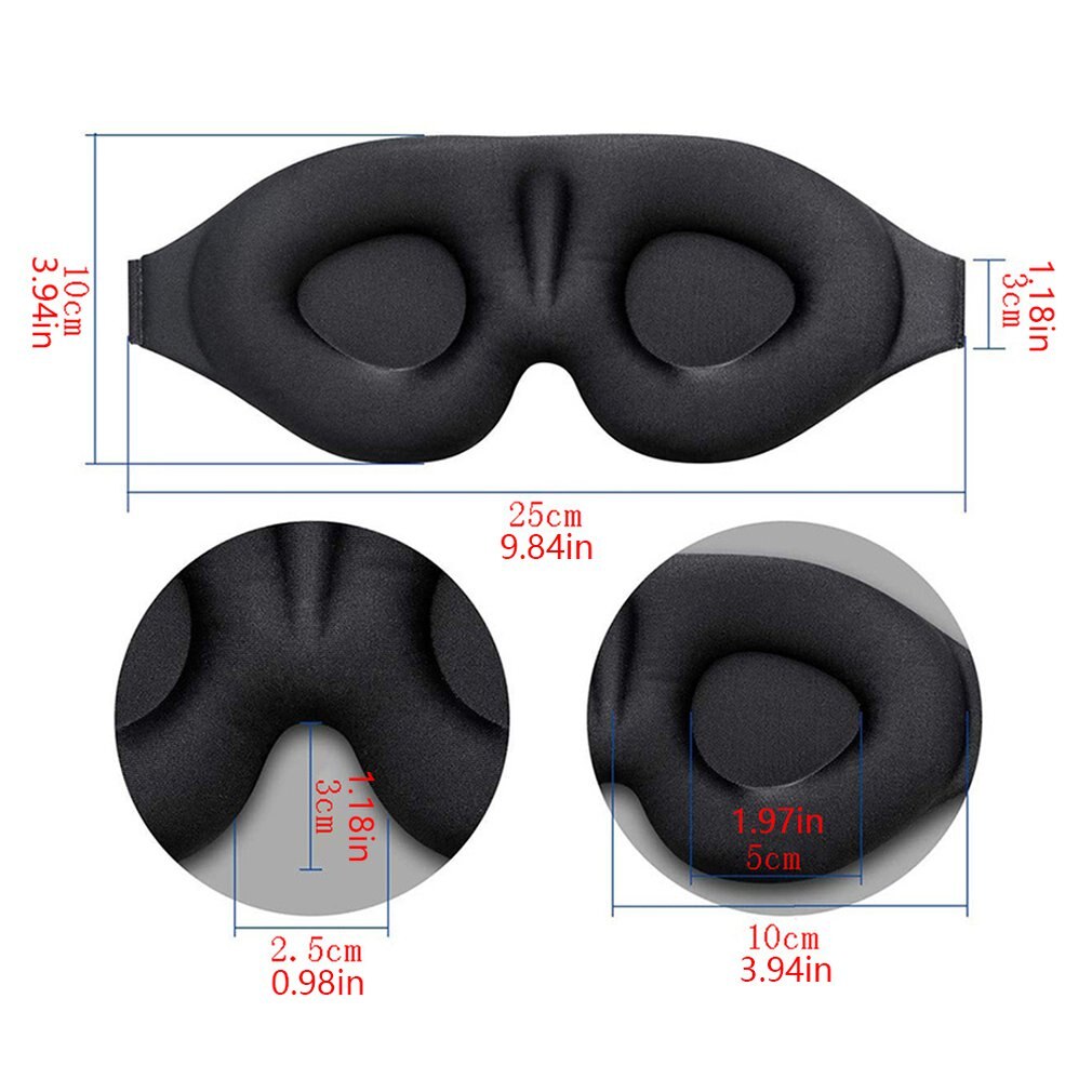 Black Eye Mask Travel Sleep Blindfold 3D Stereo Shading Sleep Eye Mask Lycra + Memory Foam Eye Masks
