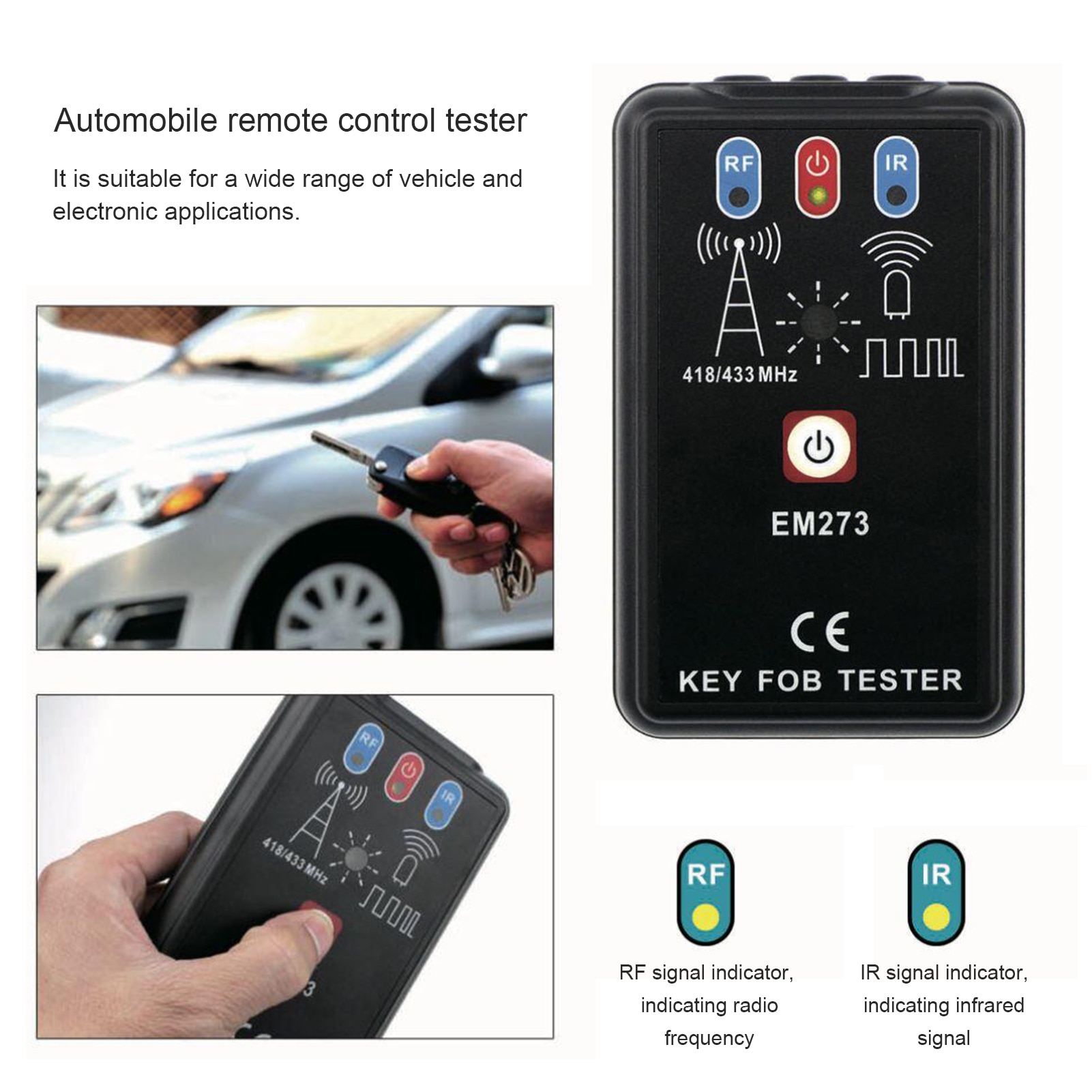 Auto IR Infrarot Fernbedienung-Tester Radio Frequenz Schlüssel fob Tester 418/433MHz Digitale Frequenz Messgerät em273