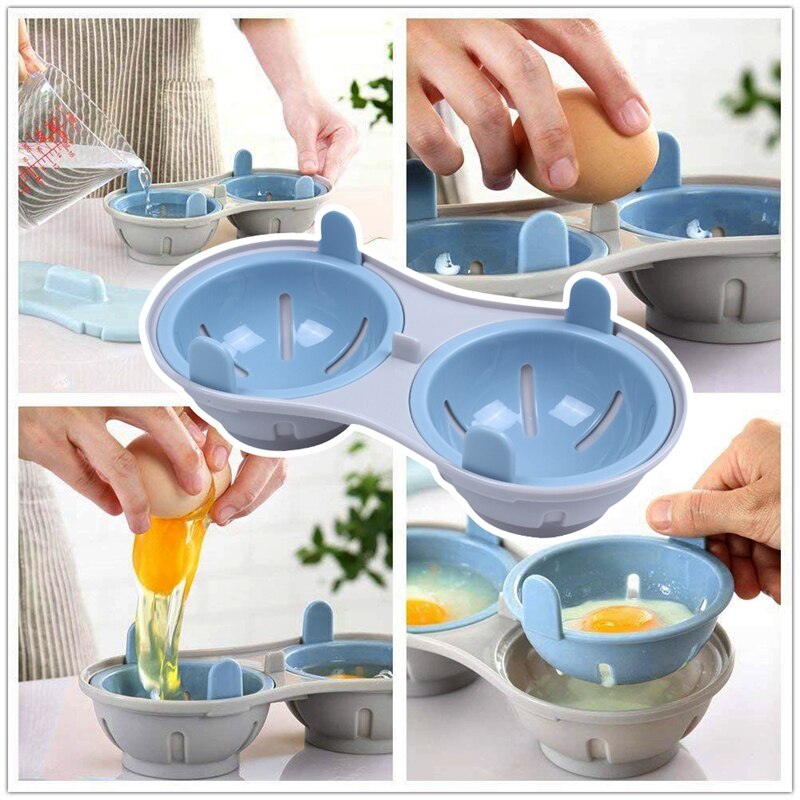 Mikrobølgeovn egg krypskytter kokekar dobbelt kopp dobbel hule høy kapasitet egg komfyr ultimat samling egg krypskyting kopper mikro