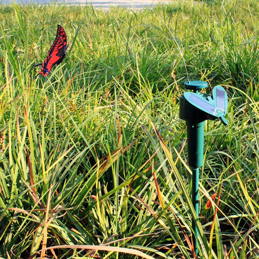 Solar rotating gardening pastoral mall shop decoration toys electric flying simulation Vibration Solar Power Dancing Butterflies