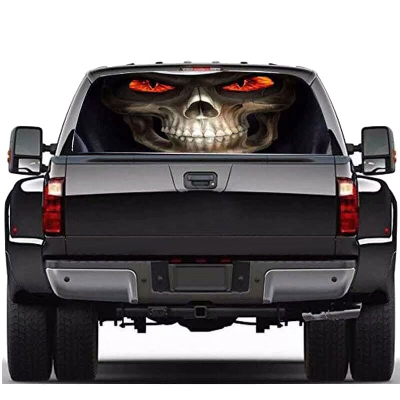 Diablo calavera para camión, Jeep, todoterreno camioneta 3D parabrisas trasero Decoración Adhesivos pegatinas ventana trasera cartel de vidrio 57,9x18,1 pulgadas