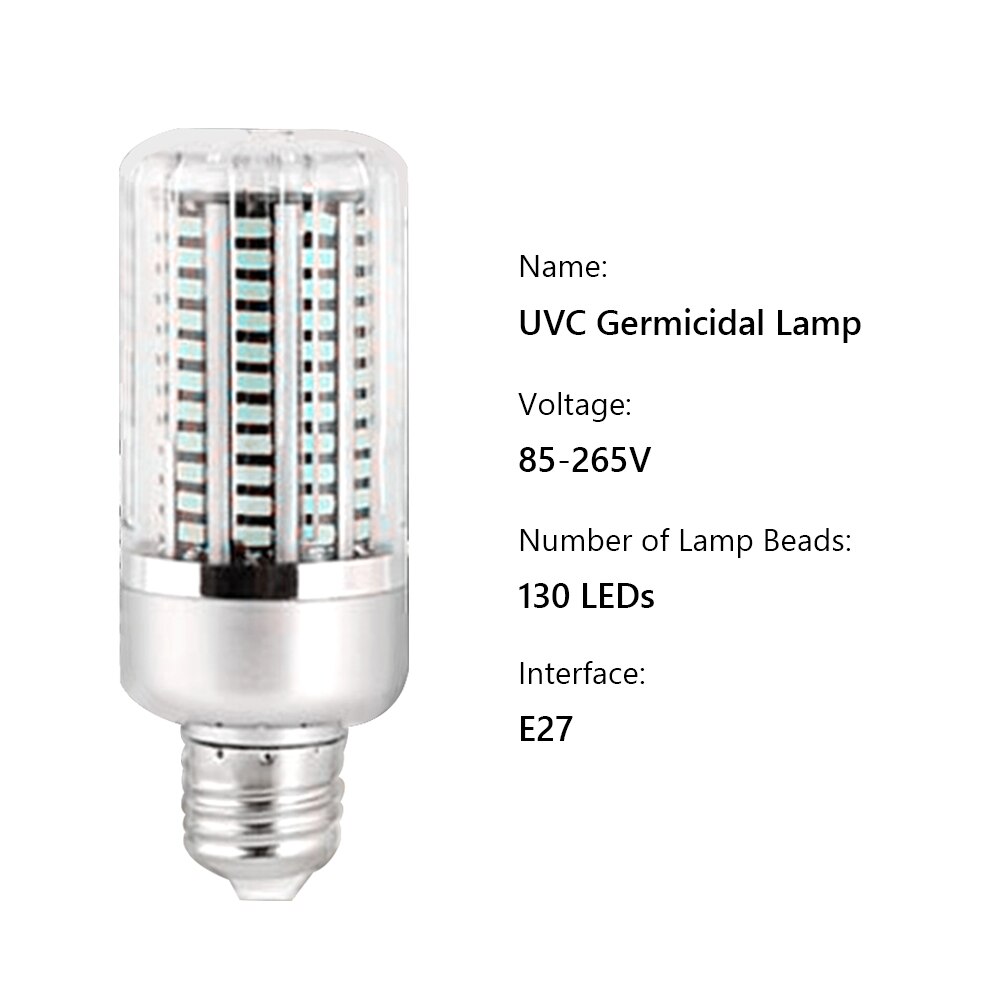 UVC LED 130 LEDs 85-265V E27 40W Disinfection Sterilizer Lamp Germicidal Bacterium Light Bulb Ultraviolet Hospital Bathroom: E27 85-265V