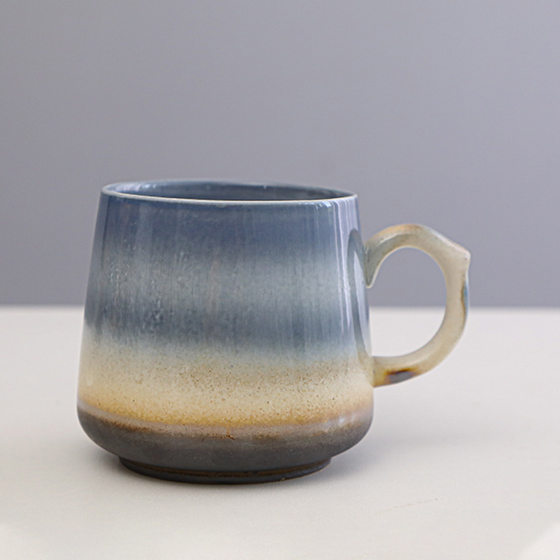Vintage Multicolor Kiln Fambe Ceramic Teacup Japanese Style Retro Handmade Tea Cup Temmoku Glaze TeaSet Home Tea Bowl Master Cup: E11-350ml