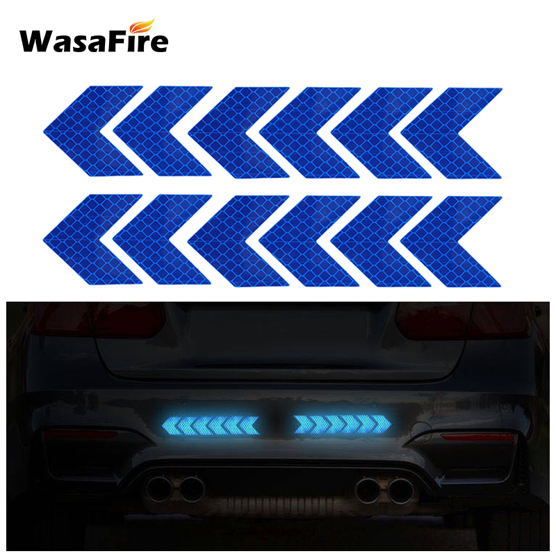 12pcs Car Reflective Sticker Warning Decals Arrow Sign Tape Stickers For Auto Tail Bar Bumper Trunk Safety Decoration Sticker