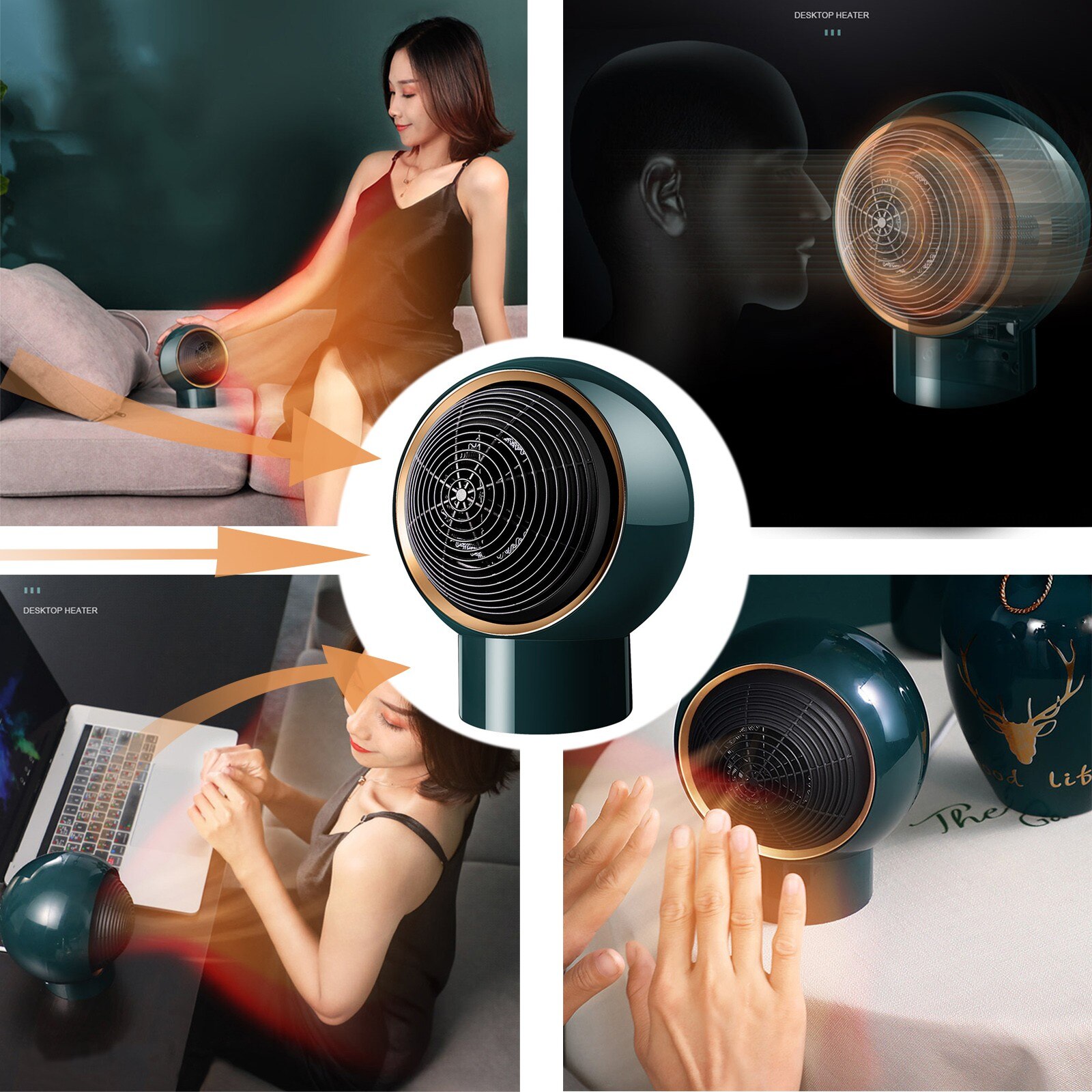 Heater home office portable mini desktop heater mini desktop heater instant heating multiple protection7.09X5.12X3.34inch