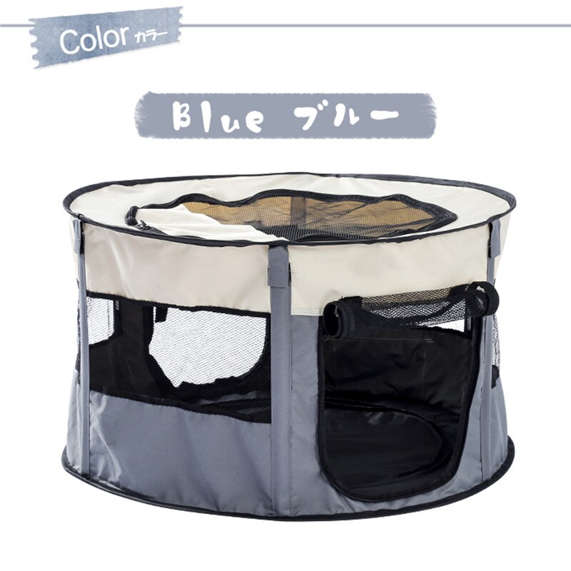 Portable Circular Pet Playpen Foldable Dog Cat Exercise Play Pen Crate Fence Carrying Bag Cat Kennel Cagefor Rabbit,Puppy,Guinea: gray / S