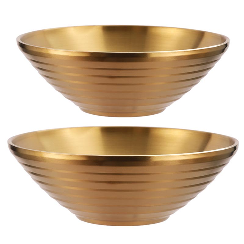 304 Stainless Steel Ramen Bowl Rice Salad Noodle Soup Bowl Golden Home Restaurant Food Serving Dish Pickled Cabbage Large Bowl
