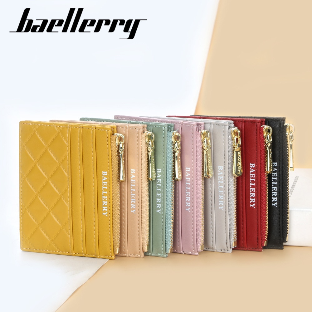 Baellerry Mini Women Wallets Card Wallets Slim Zipper PU Leather Female Purse Card Holder Wallet