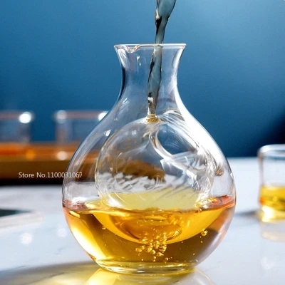 Decantador de vino de cristal japonés, vaso para sake con agujero para el pulgar, jarra de hielo, nido de hámster, contenedor de vino, herramientas de enfriamiento para cóctel y champán