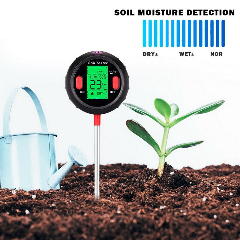 5 in 1 jord ph meter jord tester plante test sonde ph fugtighedsmåler temperatur solintensitet måling surhedsgrad alkali