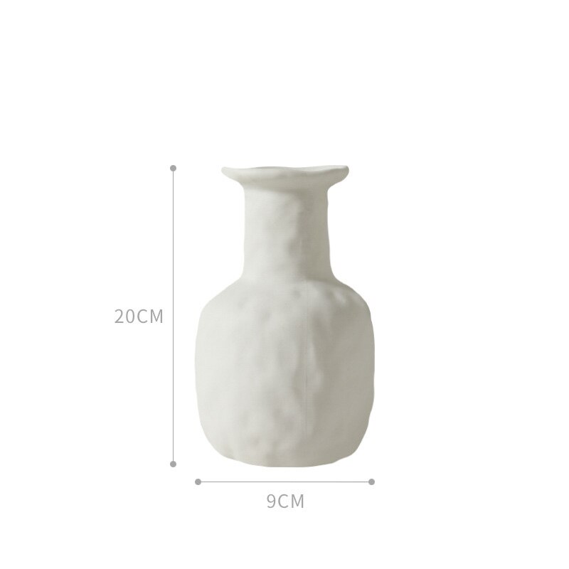 Jarrón de cerámica de estilo nórdico para decoración del hogar, maceta de cerámica blanca para decoración del hogar, jarrones de arte, artesanías,: H