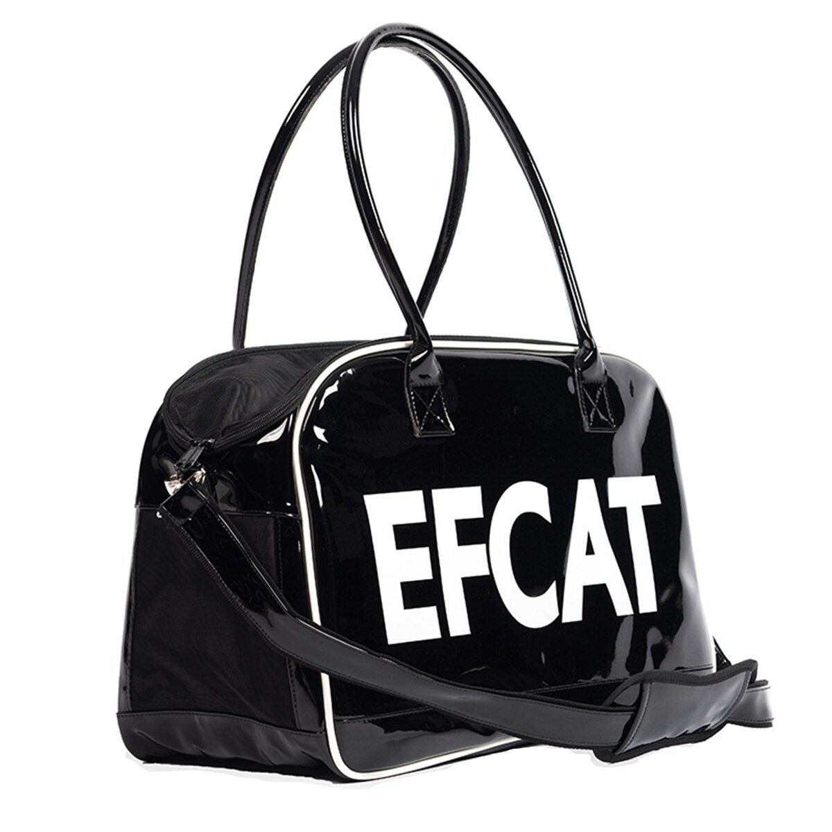Grote Hond Kat Draagtas Mode Zilveren Tas Vervoer Carrying Voor Puppy Kitty: Obsidian Black