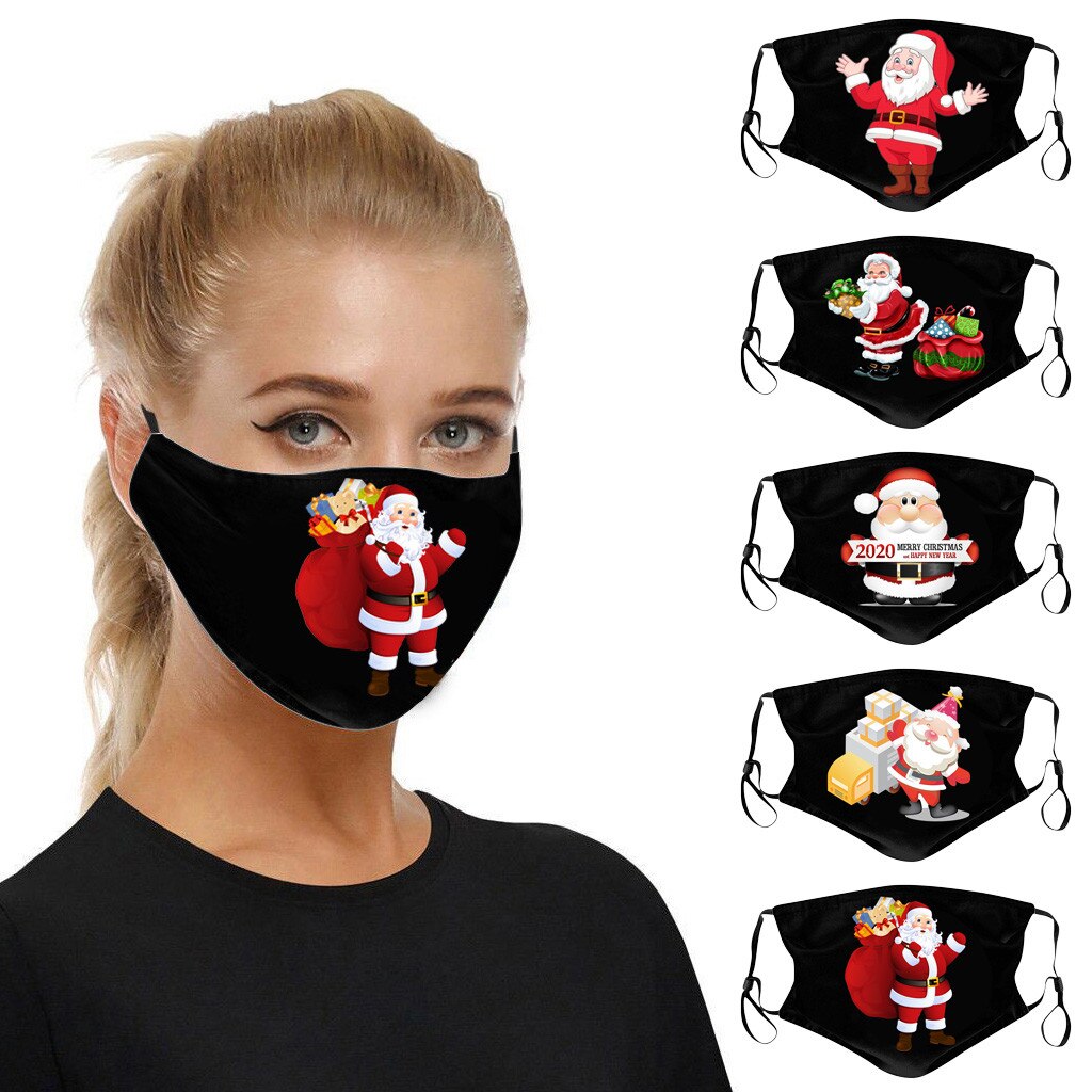 1PC Per Adulti Di Natale Stampa Riutilizzabile Lavabile Maschere Maschera In Tessuto Traspirante di Travestimento Maschera di Protezione Antipolvere Mascarilla