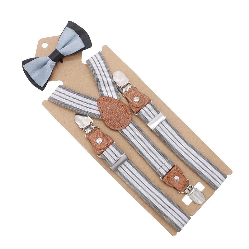Boys Girls Kids Adjustable Elastic Y-back Braces Baby Suspenders Bow Tie Set Butterfly Necktie Wedding Ring Bear: 20