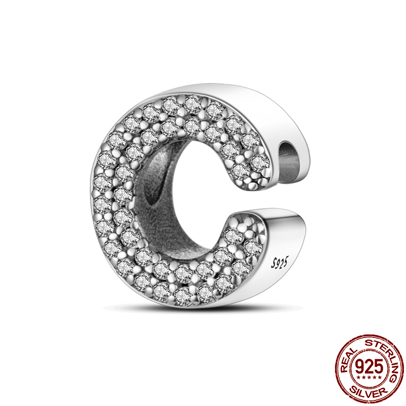 26 A-Z Alphabet perles 925 en argent Sterling lettre d'amour breloque ajustement Original Pandach bracelet à breloques Bracelet CZ Zircon perle bijoux