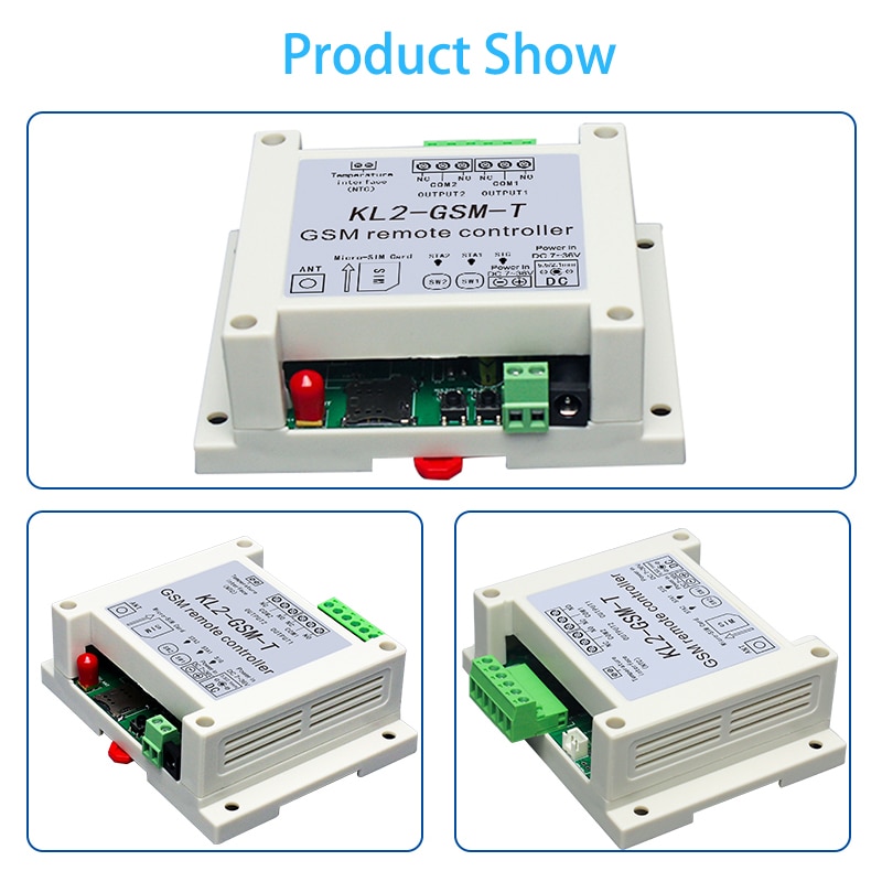 KONLEN-controlador de relé GSM de 2 vías, Sensor de temperatura de llamada SMS, Control remoto, automatización inteligente del hogar, interruptor SIM, abridor de puerta de garaje
