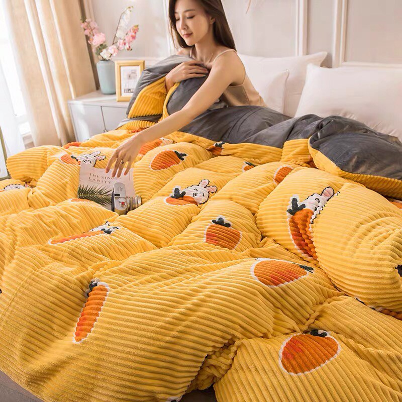 Justchic vinter tjockt påslakan tecknad magisk fleece kristall fleece dubbelsidig sammet påslakan sängkläder set ropa de cama: A / 220 x 240cm