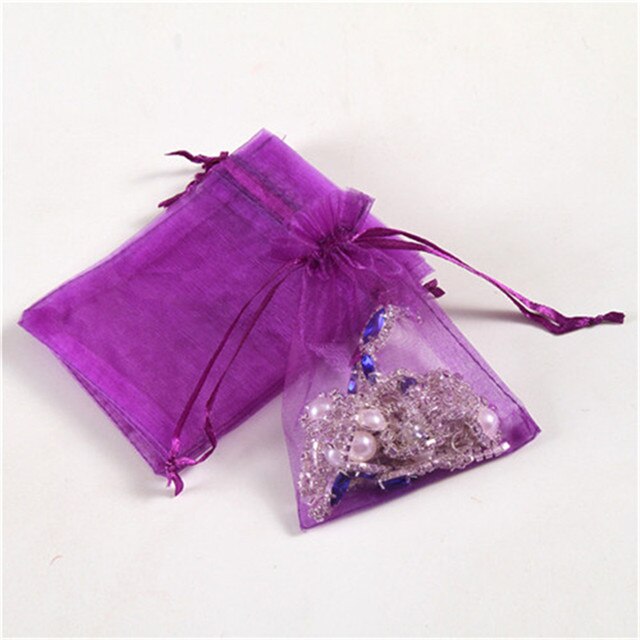 50 sztuk (13x18cm)Organza opakowanie na biżuterię upominek cukierki wesele Goodie pakowanie sprzyja ciasto słodycze woreczki torby obecne: Fioletowy